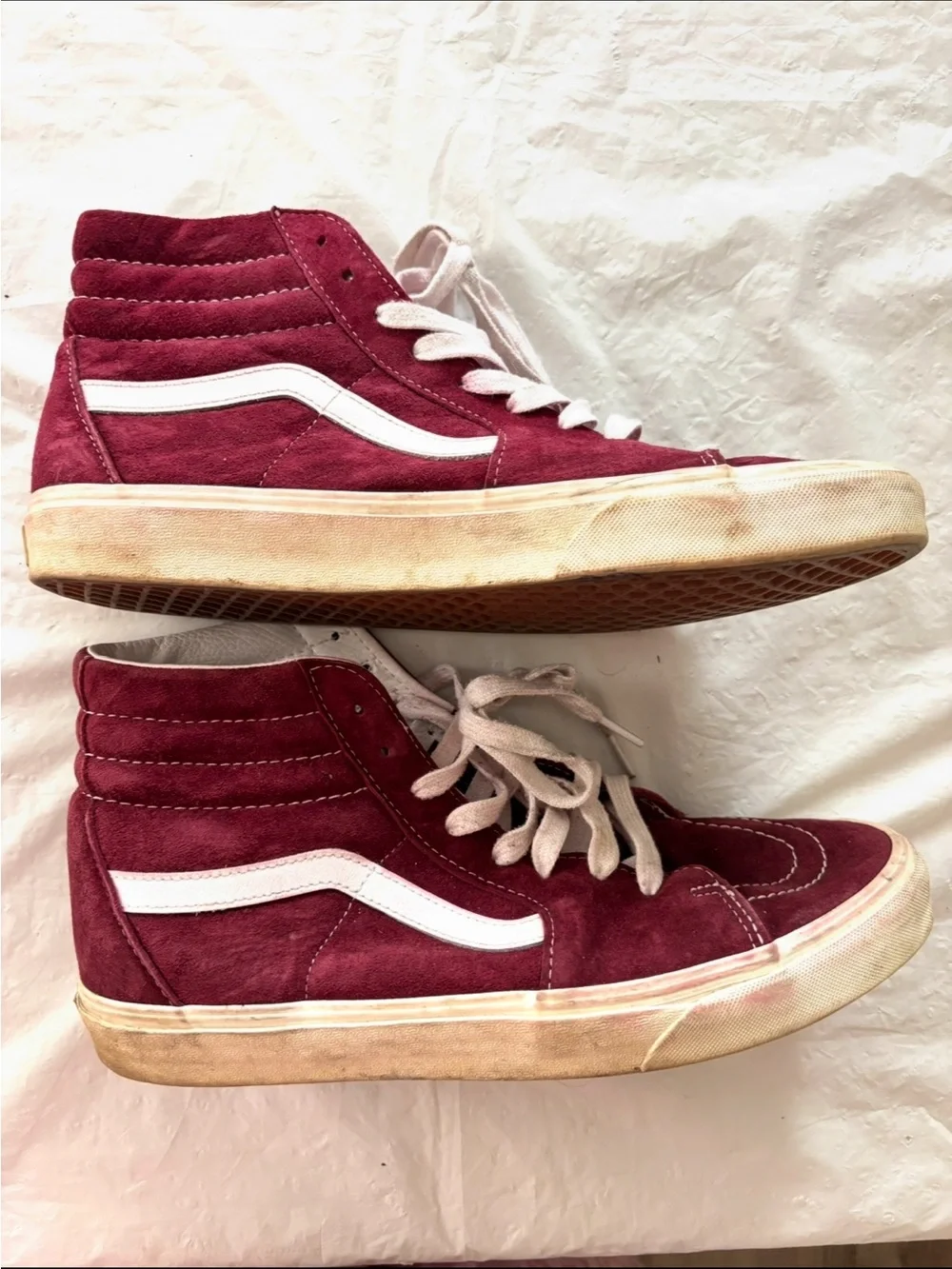 Vans Red White Royale Sk8-Hi Suede High-Top Skate Sneakers SZ 11.5 Worn